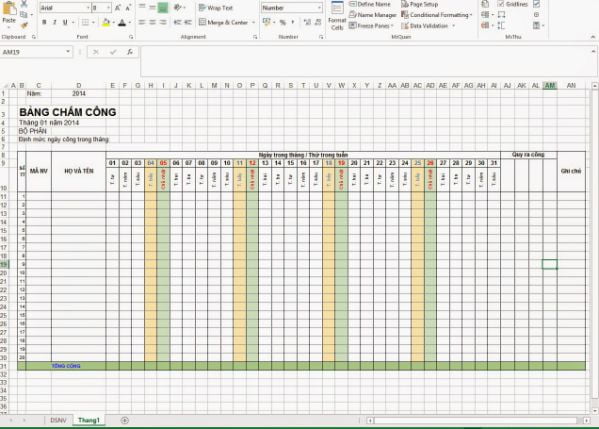 Hướng dẫn cách làm bảng chấm công bằng Excel mới nhất 18