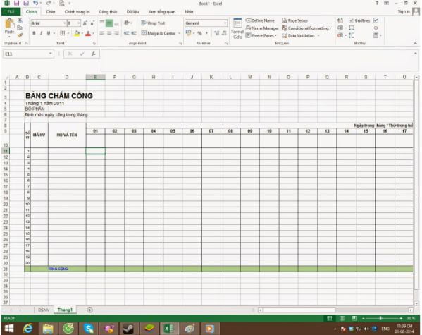 Hướng dẫn cách làm bảng chấm công bằng Excel mới nhất 4
